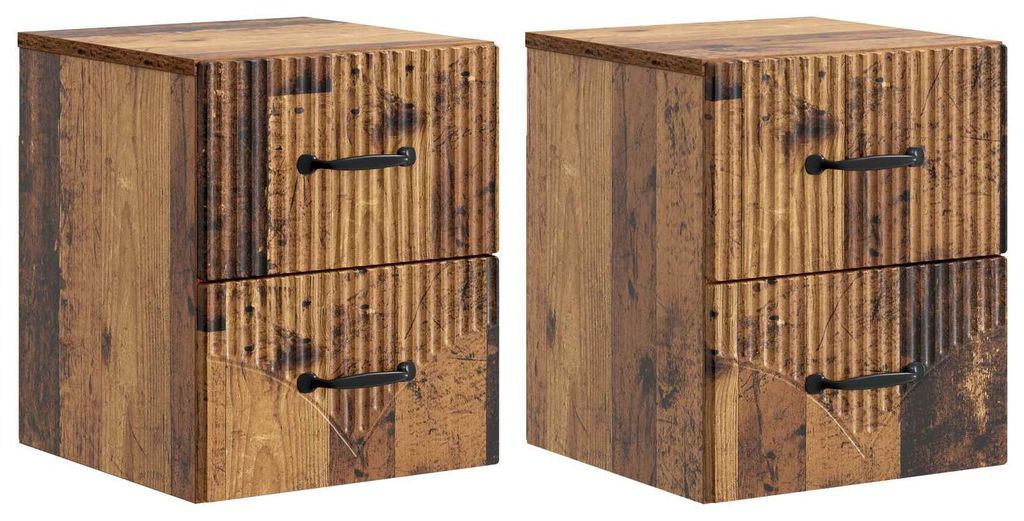 Maison Exclusive - Wandmontierter Nachttisch 2 pcs Altholz 34,5 x 33 x 40 cm