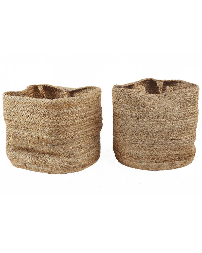 Lot 2 Paniers Textiles Beige Cylindriques 33cm et 34cm Style Moderne