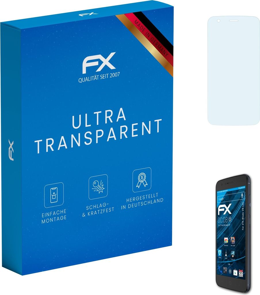 atFoliX FX-Clear 3x Schutzfolie kompatibel mit ZTE Blade V8 Lite Displayschutzfolie