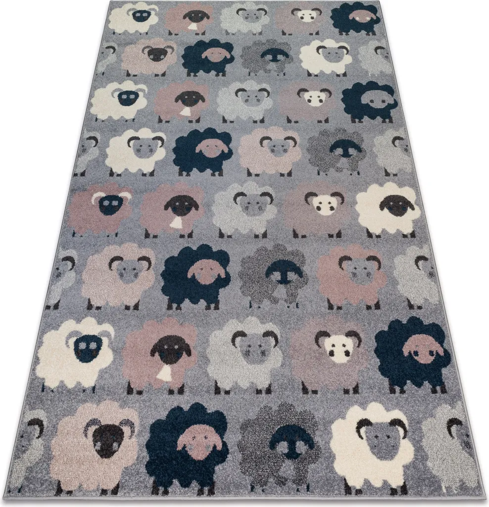 Tapis HEOS 78468 Gris Bleu Moutons Beige 120x170 cm - Confort Premium