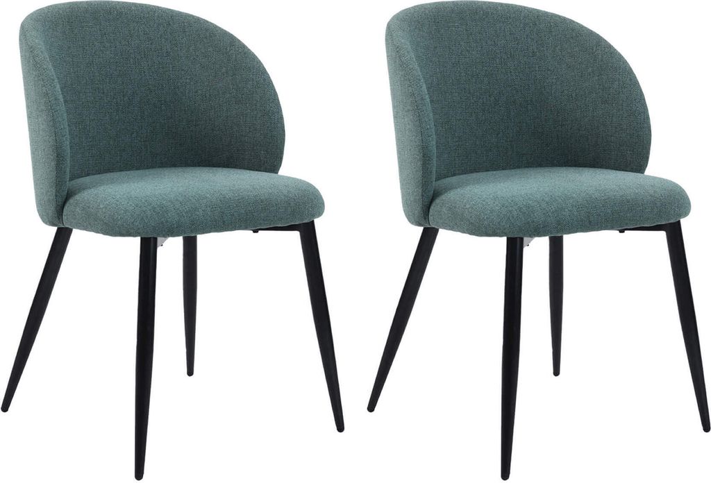 Stühle Mobili Rebecca Festuca 81x54x56 Polylinen Stoff Metall Aquagrün Schwarz Modern SET 2 Stück Teilweise Montiert