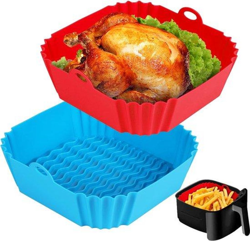 Silikon-Airfryer-Überzüge rot/blau 20cm