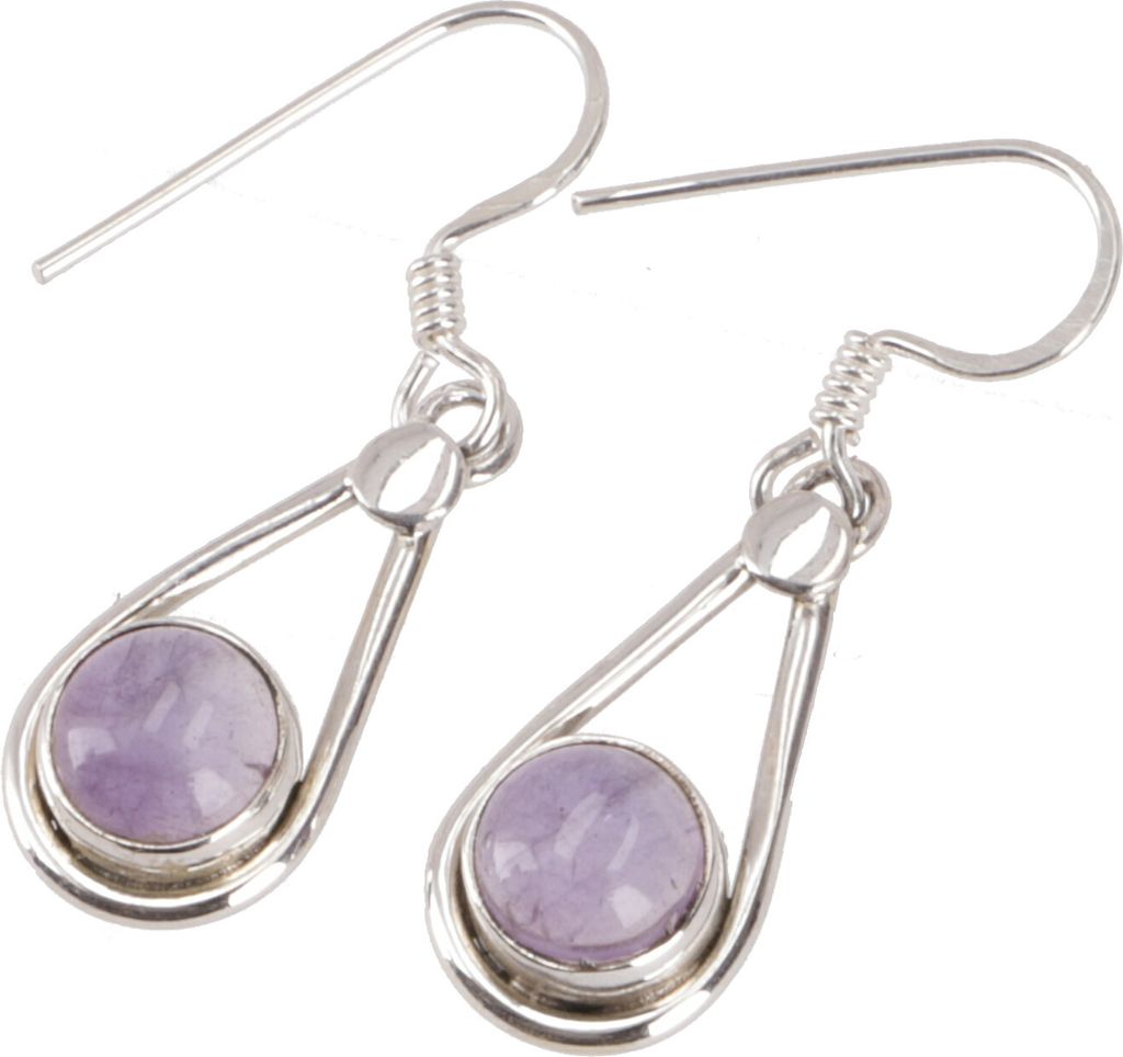 Indische Silberohrringe, Ethno Ohrringe, Boho Ohrhänger - Amethyst, Silber-Farben, SterlingSilber, 2,5*1 cm, Silberohrringe