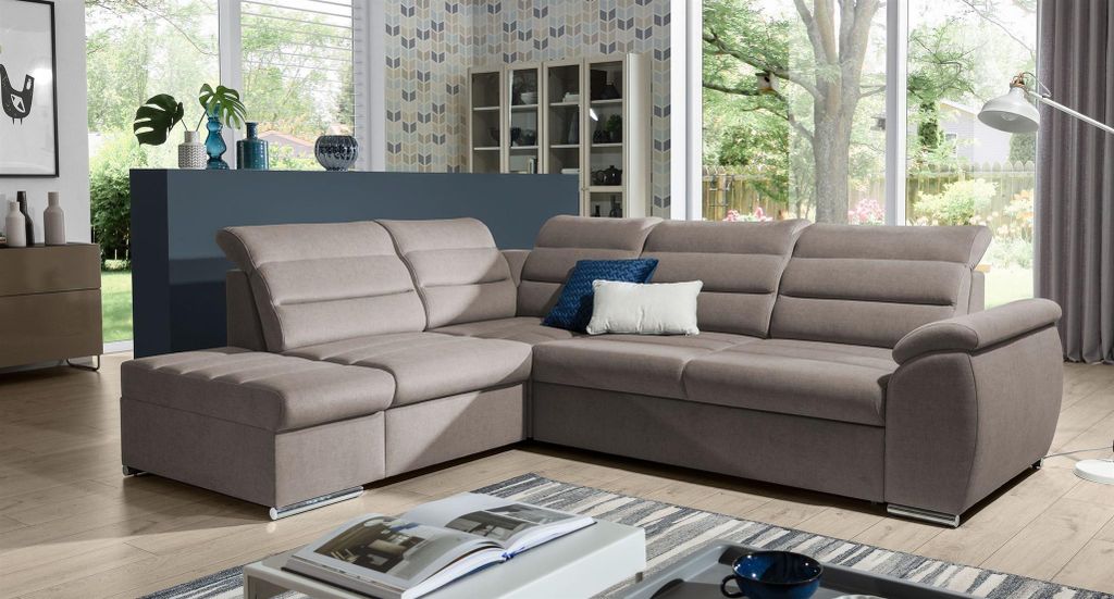 Ecksofa Schlafsofa Sofa PASCARA in Stoff Esito Sand Produktbild 