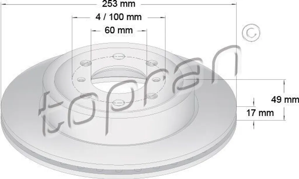 Disque de frein TOPRAN 207 987 OE 4707288 pour essieu avant Agila A