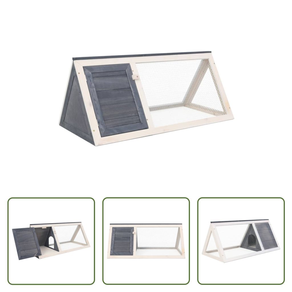 The Living Store Kleintier-/Kaninchenstall Grau Holz