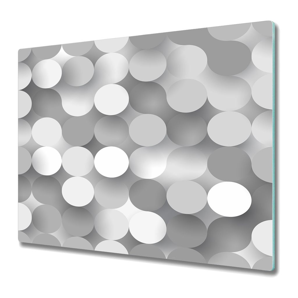 Küche Schneidebrett - Schneidebrett Glas - Herdabdeckung -Kreise grau weiß