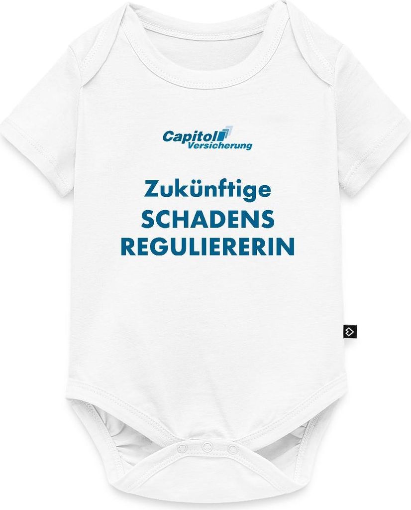 Spreadshirt Stromberg Zukünftige Schadensreguliererin Kurzarm Tages Baby Body, 86 (12-18 M.), Weiß