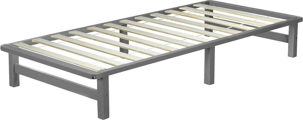 Lit en palette 90x200 cm Lit en bois massif Gris Meuble en Image du produit 