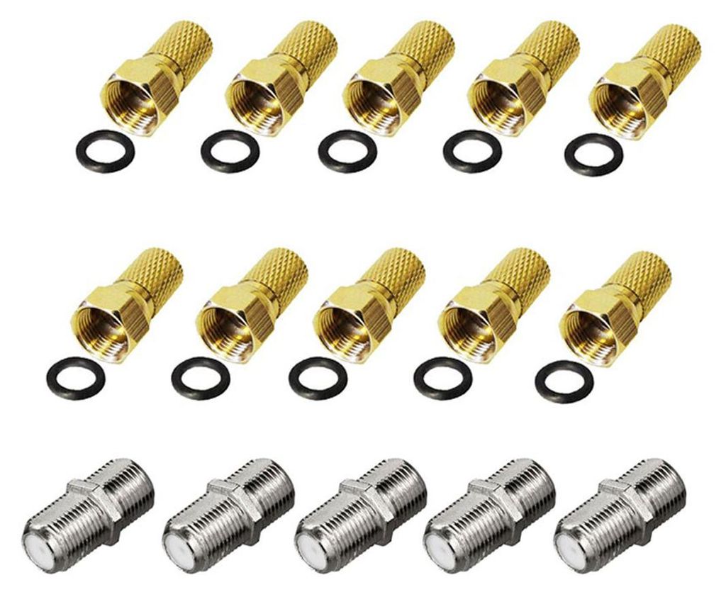 10x F-Stecker 5x F-Verbinder Set 7,5 mm mit Gummidichtring Produktbild 