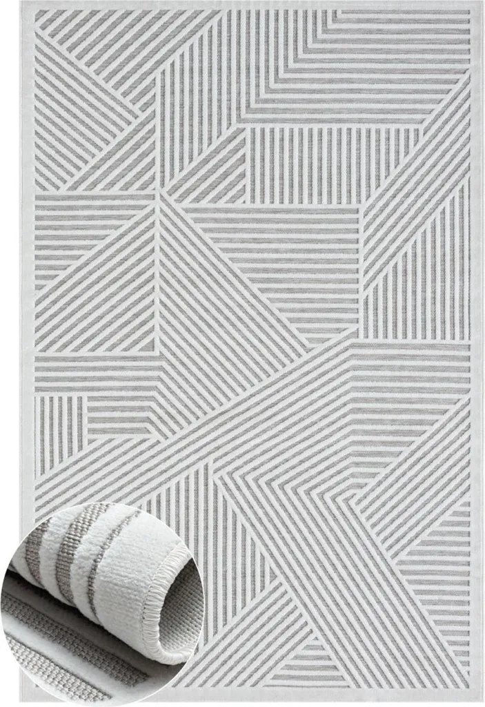 Tapis Casa gris 80x150 cm résistant aux UV et facile à nettoyer en eau