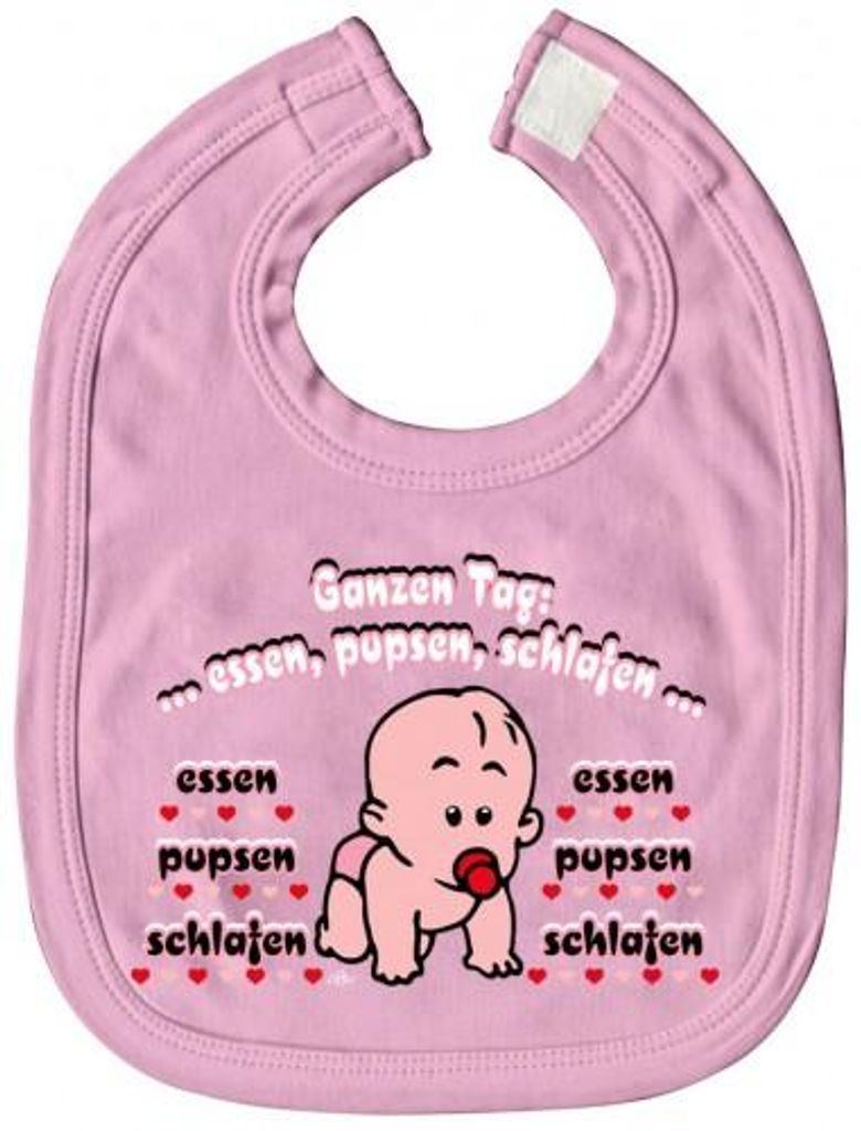 Baby-Lätzchen mit Druckmotiv - ganzen Tag essen, pupsen 07016 rosa