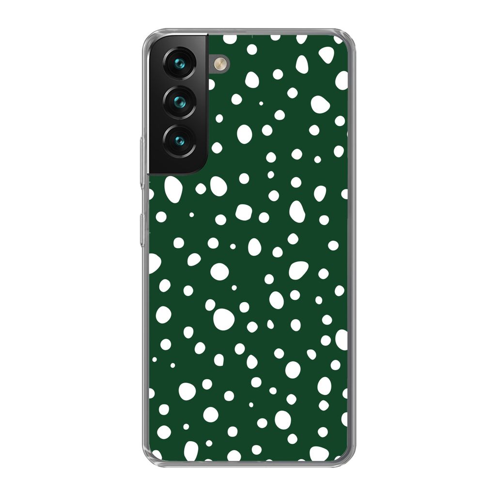 MuchoWow Handyhülle Schutzhülle Hülle für Samsung Galaxy S22 Polka dots - Weiß - Grün Silikon Softcase Handy Hülle - Mobiltelefonhülle