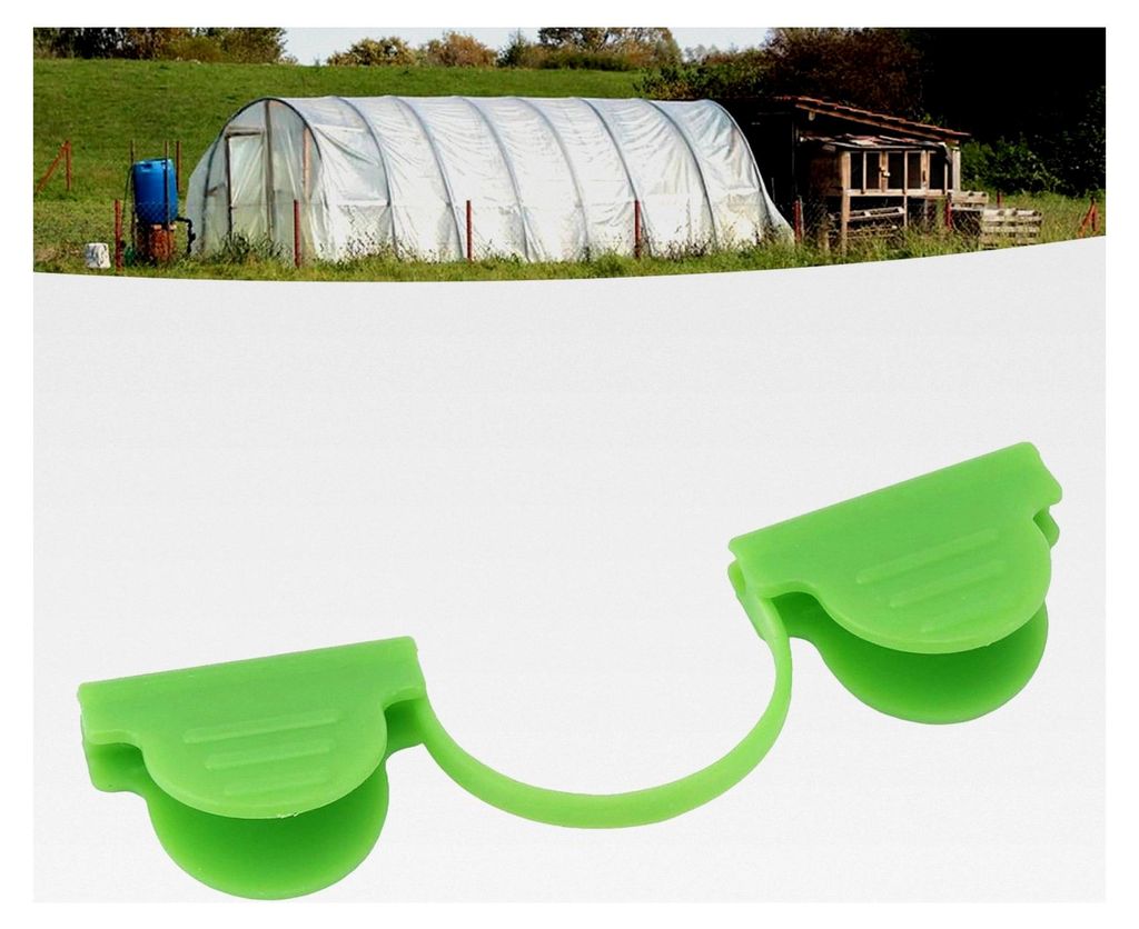 100 Stück Grüne Gewächshaus-Clips, 6mm Gewächshaus Bogenrahmen Doppelkopf Kunststoff Clip für Gartenpflanzen