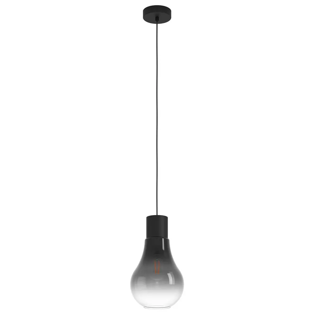 Eglo CHASELY 43129: Lampada Sospensione Vintage Vetro Fumè e Acciaio - 2