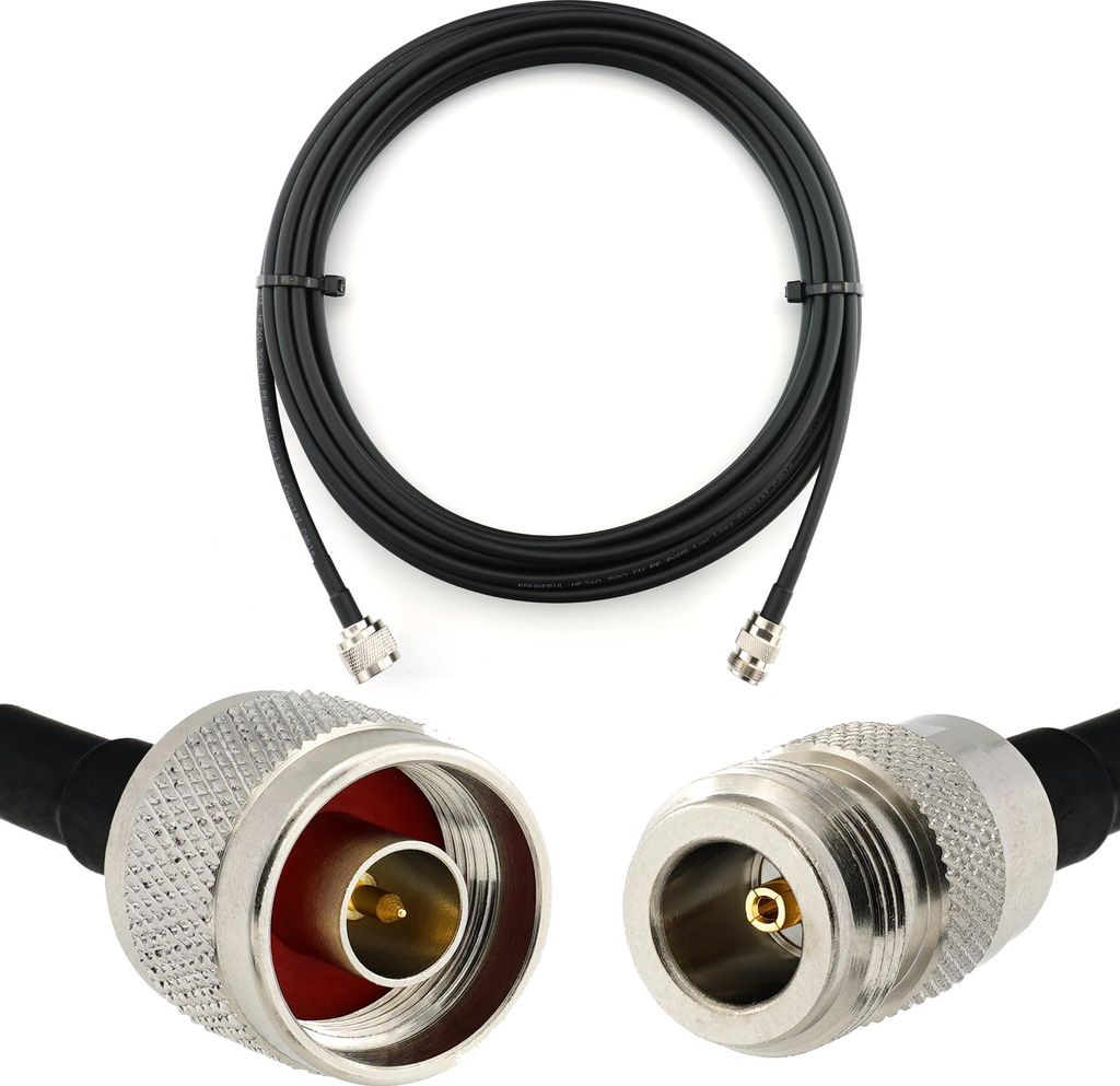 N Stecker auf N Buchse 7m — HF-240 (LMR 240 Äquivalent) Verlängerung Antennenkabel — für WiFi RF Antenne GSM LTE 4G 5G 6G Router Signalvers...