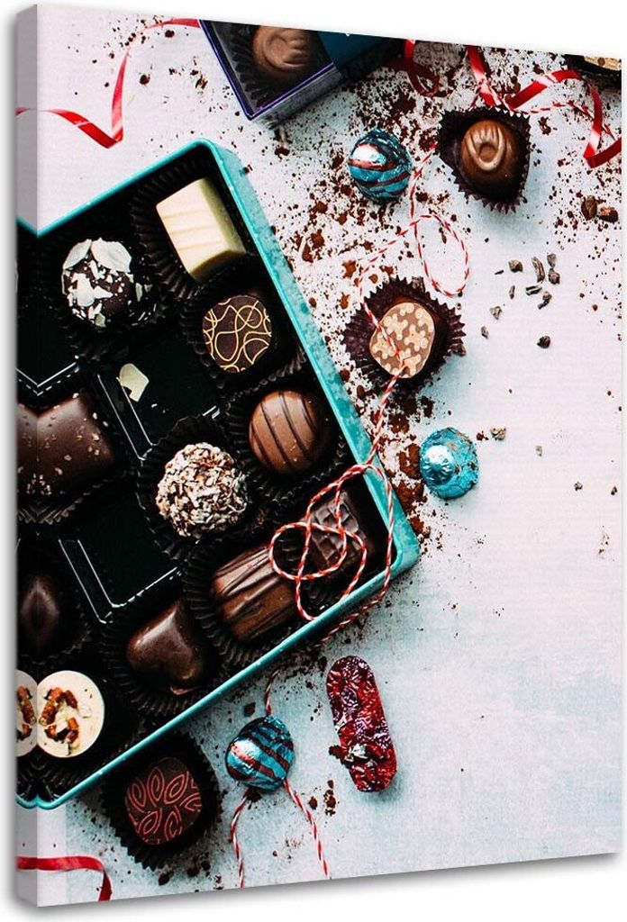 Leinwandbild bunte pralinen 80x120 cm Feeby braun wandbild bereit zum aufhängen