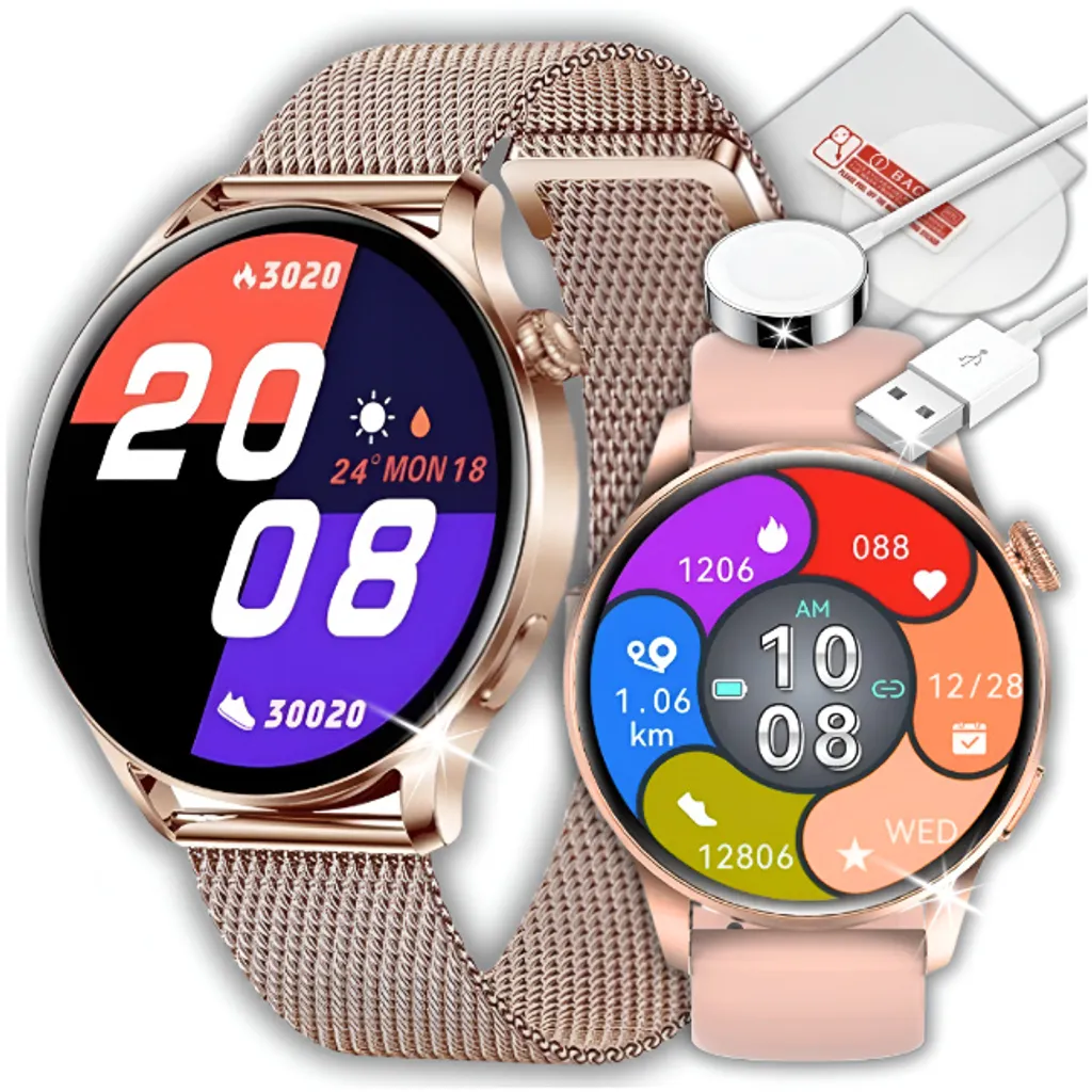 Smartwatch Polonaise Appels Bluetooth Santé EKG et Jeux - Pack Complet