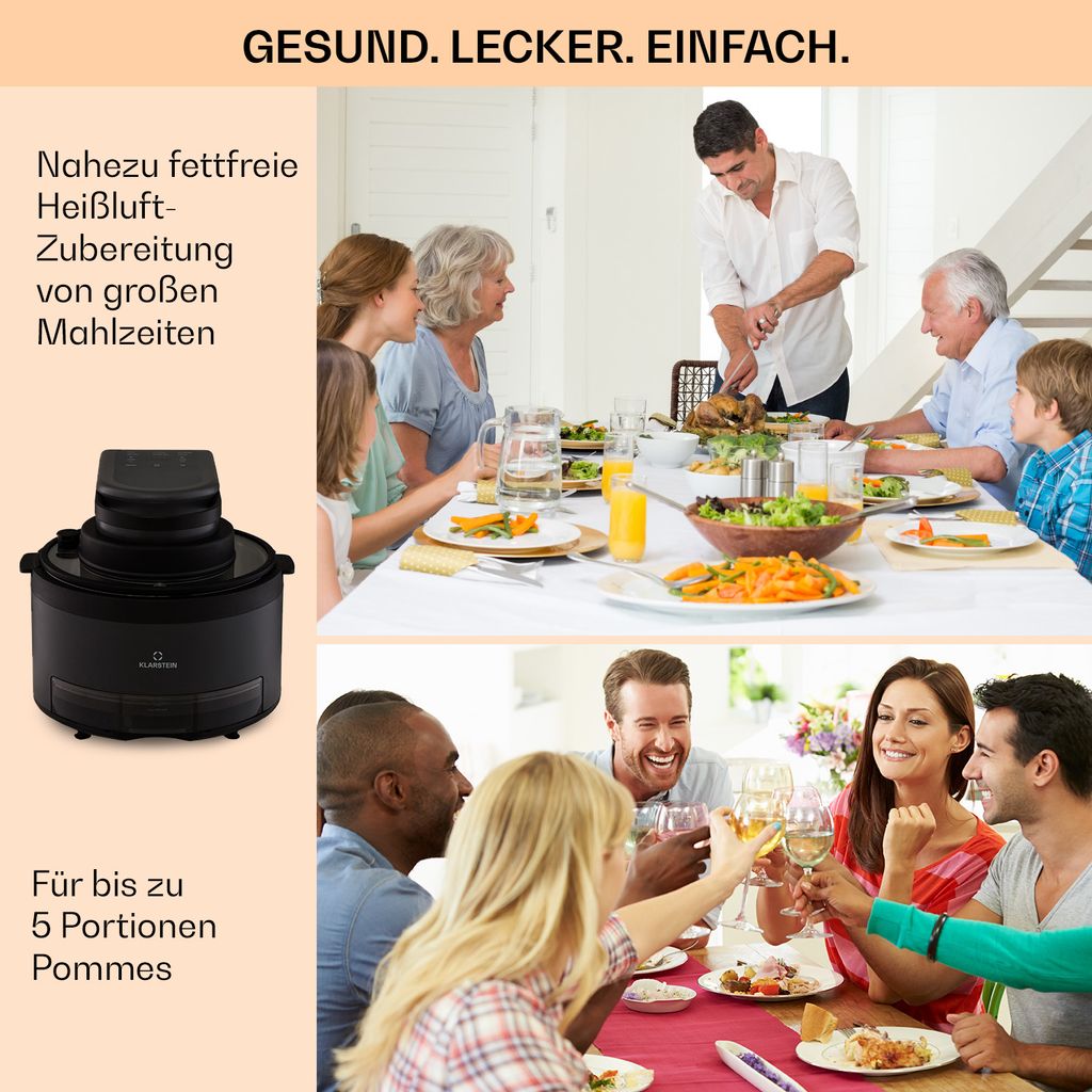 Klarstein Heißluftfritteuse 2-in-1, Airfryer mit Produktbild 6