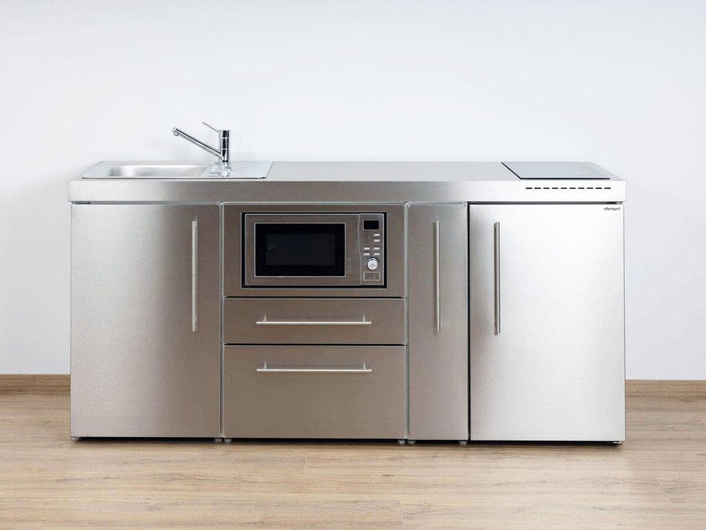 Stengel Miniküche MPM 180 A Edelstahl mit Kühlschrank und Produktbild 