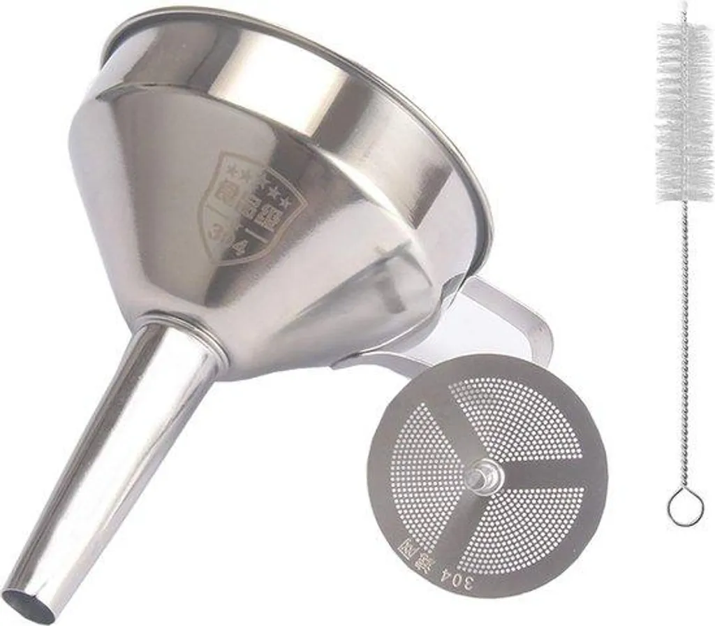 Entonnoir Tamiseur en Acier Inoxydable avec Brosse de Nettoyage Inox
