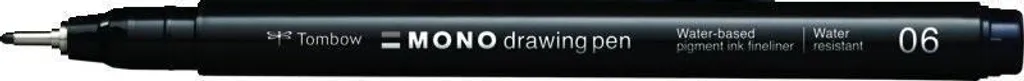 4x Tombow WS-EFL-H-06 MONO Penna Disegno 06 | Inchiostro Pigmentato Nero