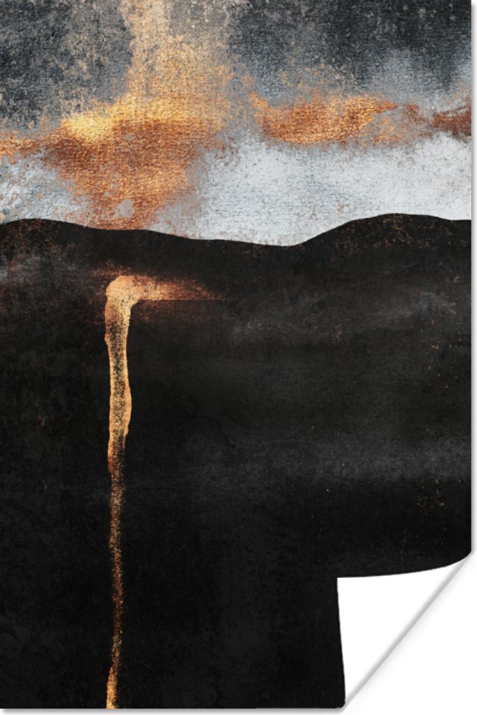 MuchoWow Poster Abstrakt - Gold - Chic - Schwarz - Grau 20x30 cm - Papierdruck