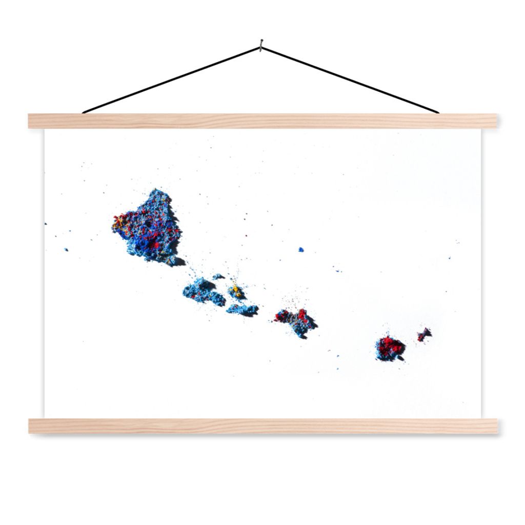 MuchoWow Textilposter Karte von Hawaii aus Pulvern 120x80 cm mit holzfarbenen Rahmen - Aufhängeset