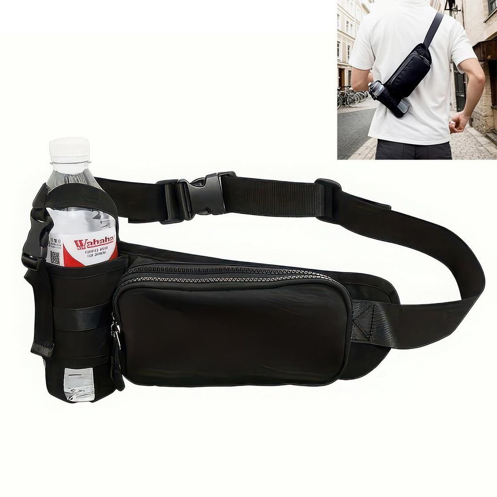 Unisex Hüfttasche mit Flaschenhalter – Große, verstellbare Produktbild 