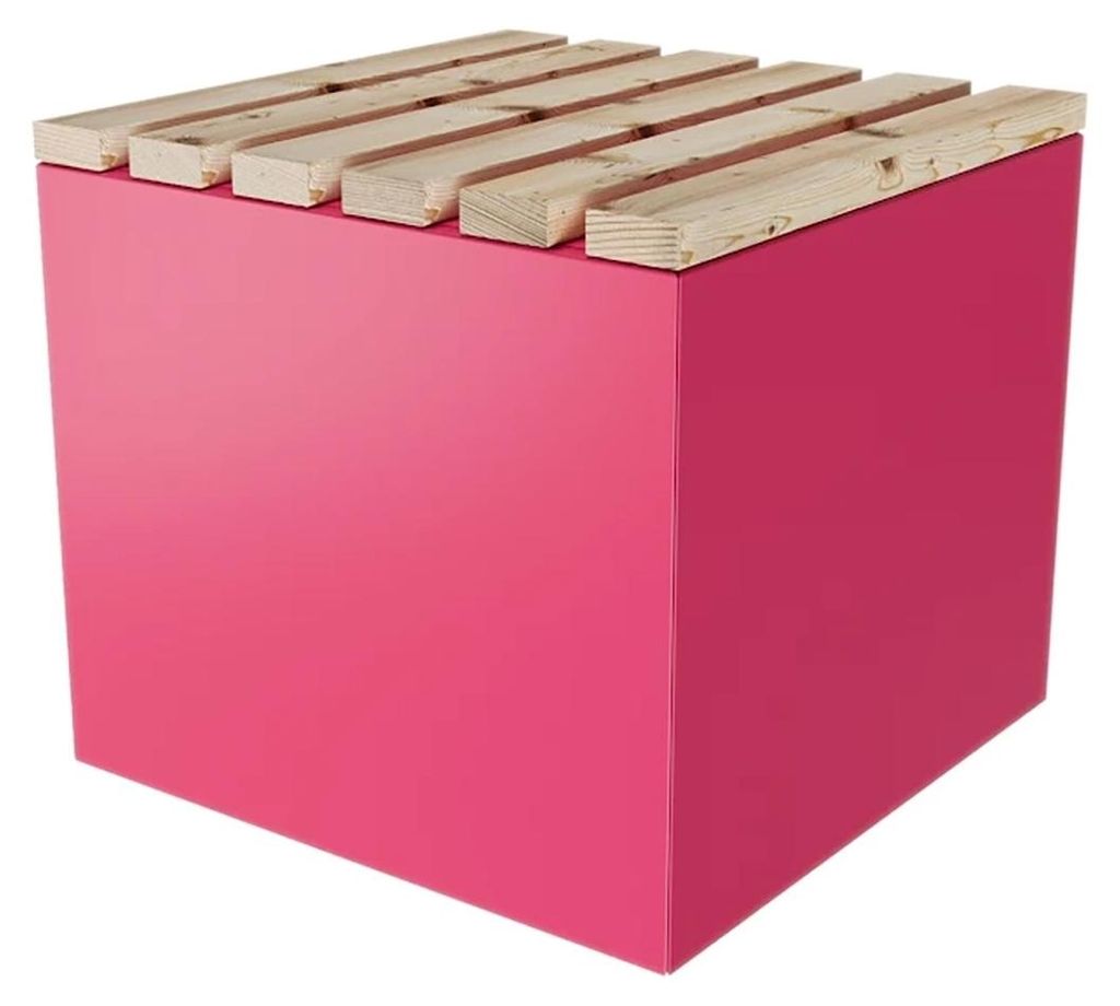 Garten Sitzwürfel Sitzhocker Sitzbox Sitzbank mit Stauraum aus Stahl & Lärche 50 x 45 x 50