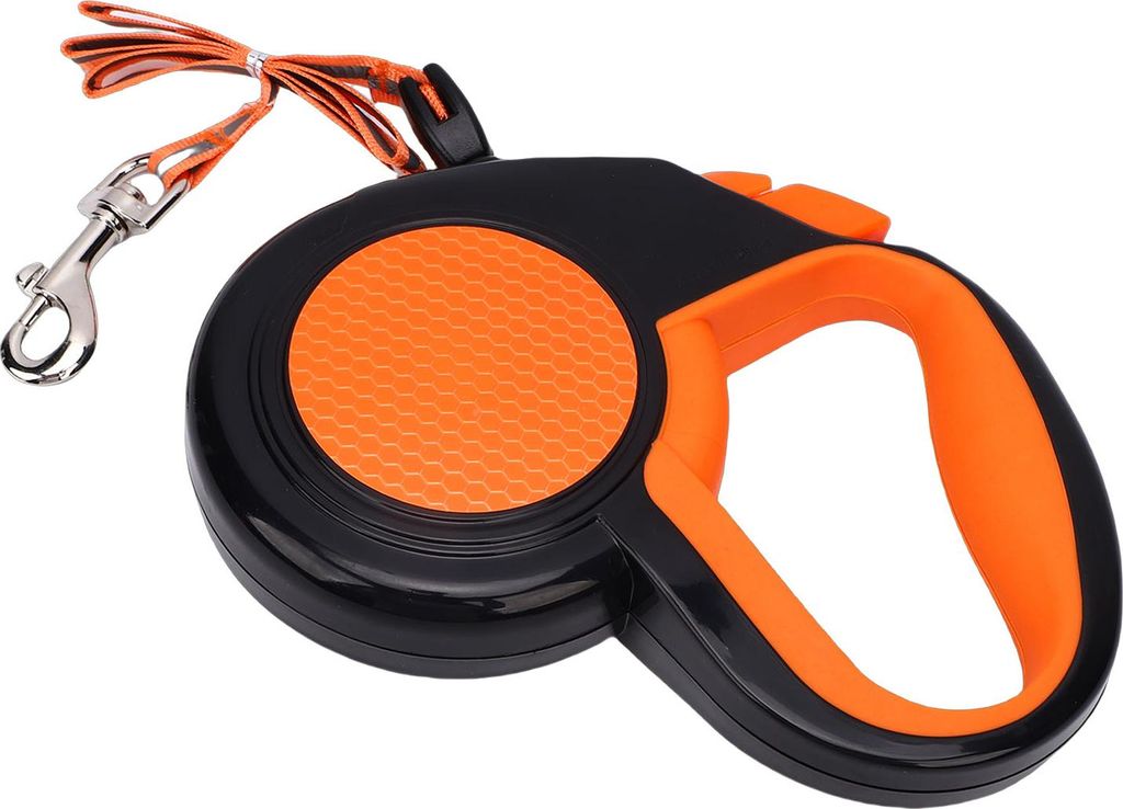 Einziehbare Hundeleine 5 m Komfortabler Griff Automatische Teleskopleine für Haustiere für Spaziergänge im Freien Fluoreszierendes Orange