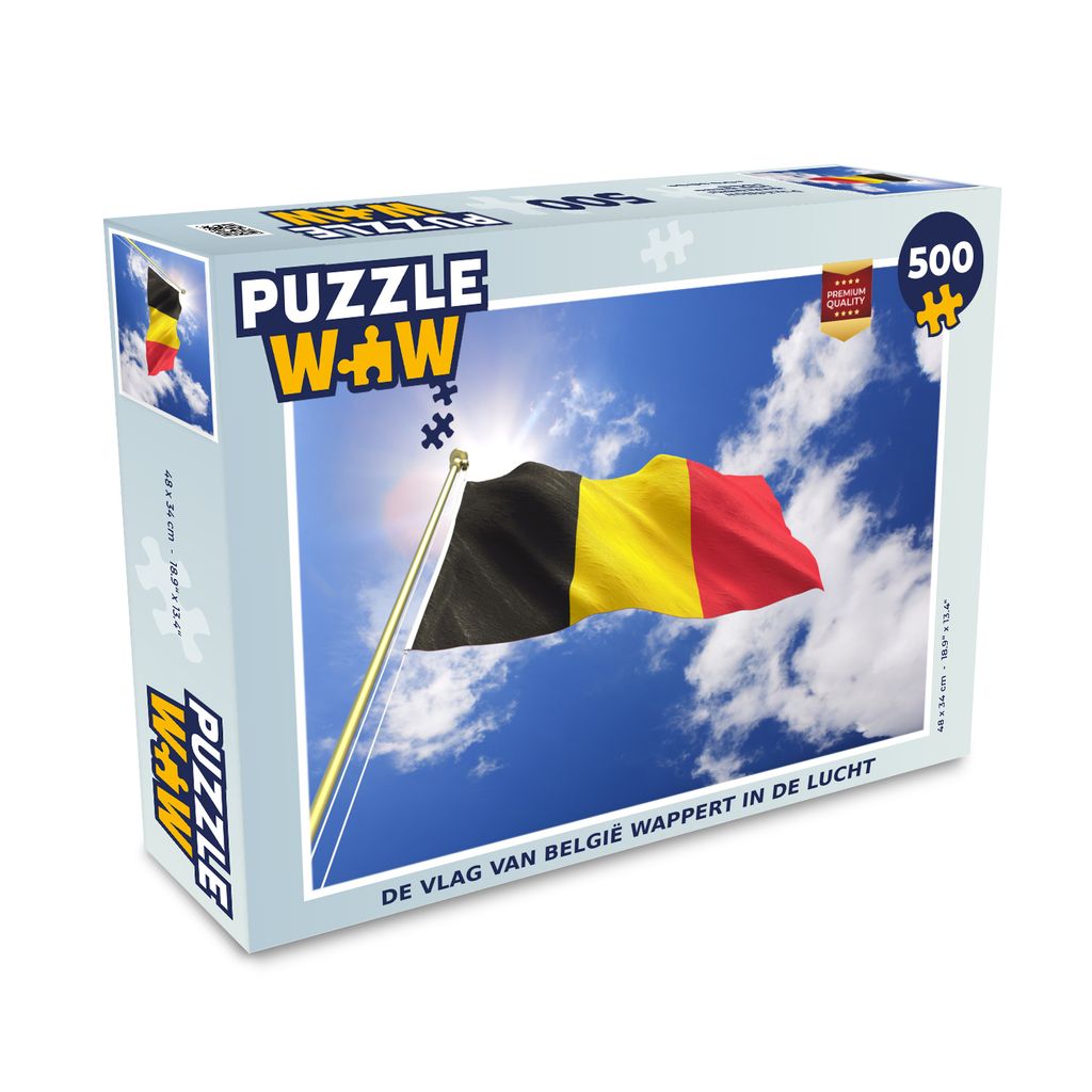 MuchoWow Puzzle 500 Teile Die belgische Flagge weht am Himmel - 500 Teile - Kinder - Selberbauen - Puzzlespiele