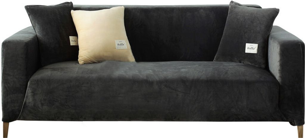 (1-Sitzer, Dunkelgrau) Dicke Sofabezüge aus Samt, 1, 2, 3, 4-Sitzer, hochelastischer, rutschfester Sofabezug, Möbelschutz, Plüsch-Sofa-Schonbez...