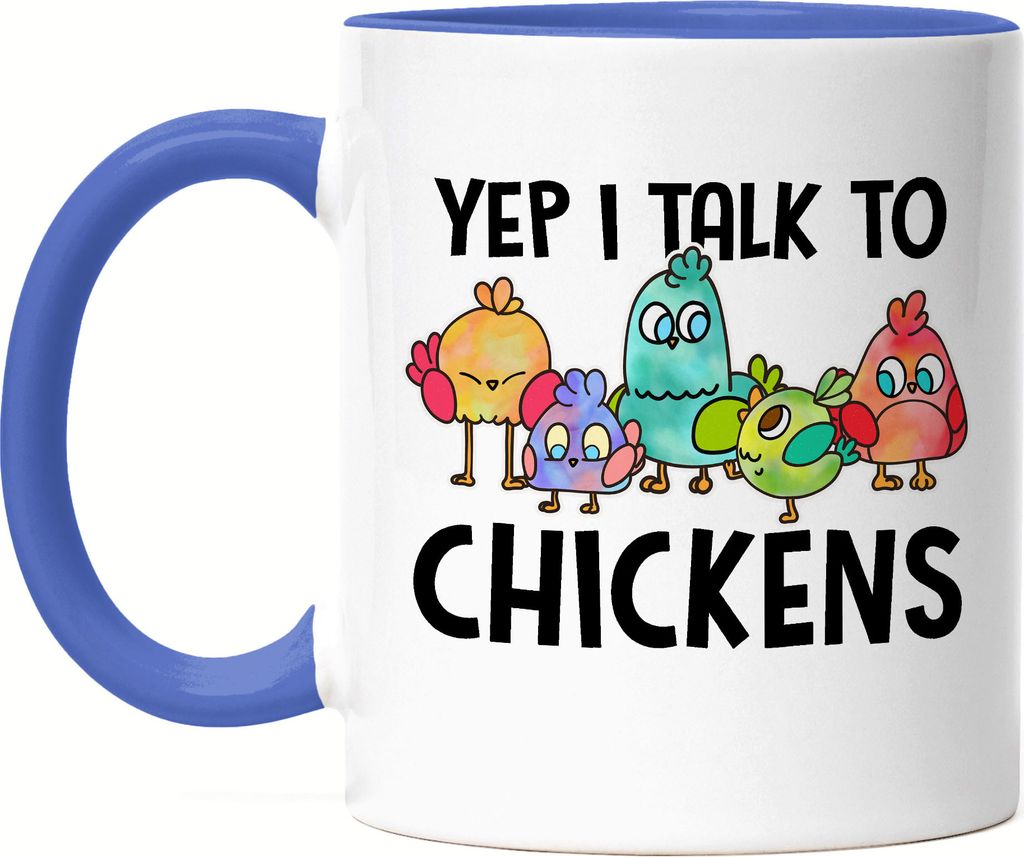 Yes I Talk To Chickens Tasse Blau Huhn-Fans Bauernhof Chicken Hühnerhof Geschenk
