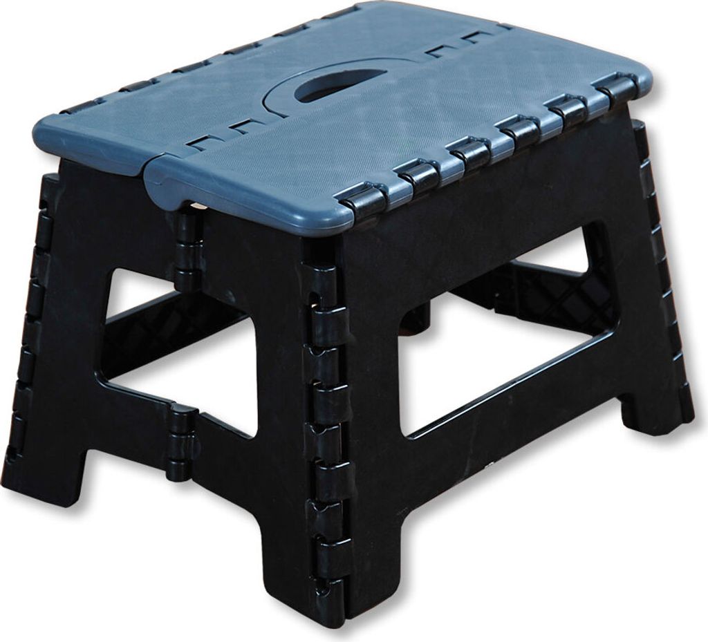 KESPER Klapphocker Schwarz – Klapptritt faltbar – 35 x 27 x 22 cm – stabiler Tritthocker für Haushalt, Garage & Kinder – platzsparend – ...