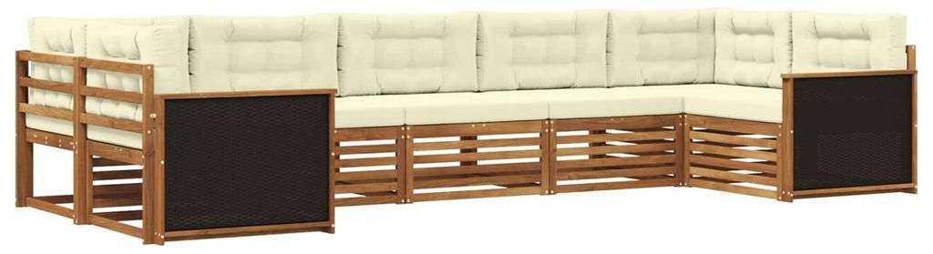 vidaXL Outdoor-Sofagarnitur mit Kissen 7 pcs Natur und Creme