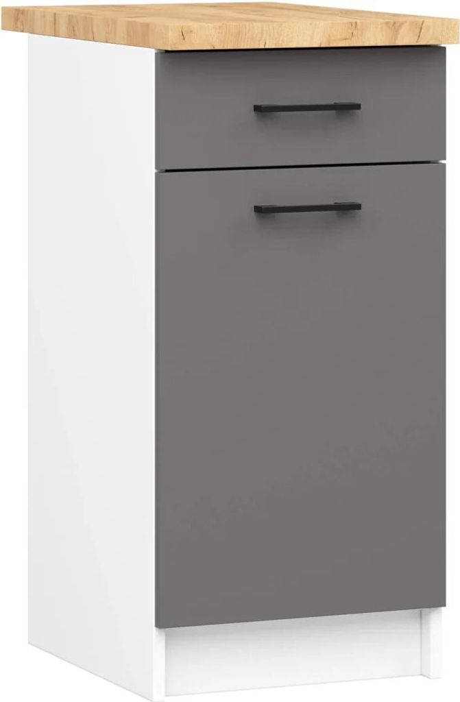 Unterschrank 40 cm VERMINA mit Schublade - weiß/grau