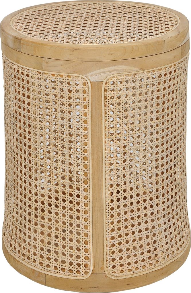 SIT Möbel Korb mit Rattan-Geflecht | rund | abnehmbarer Deckel | Teak natur | B 40 x T 40 x H 53 cm | 05356-01 | Serie RATTAN