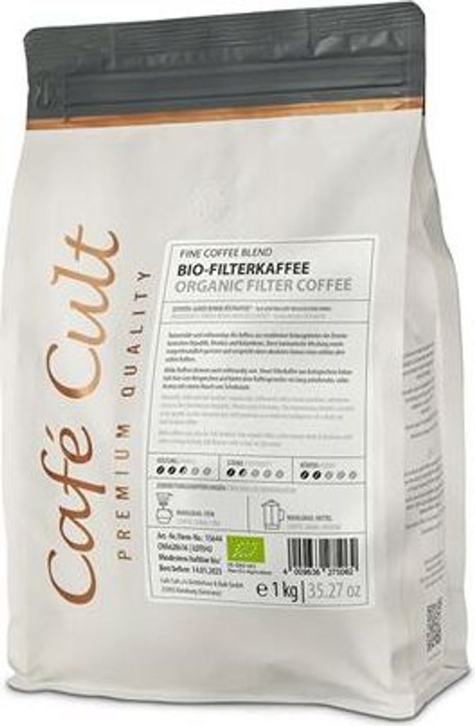 Filterkaffee in 1 kg Tüte, ganze Bohne DE-ÖKO-006