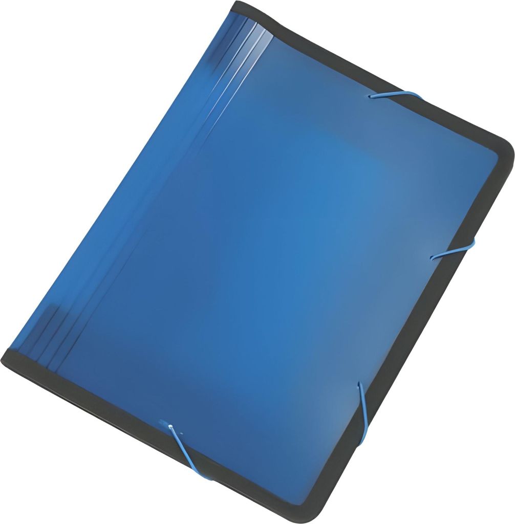 Q-Connect Fächermappe - 13 Taschen, 250 Blatt, PP, transluzent blau