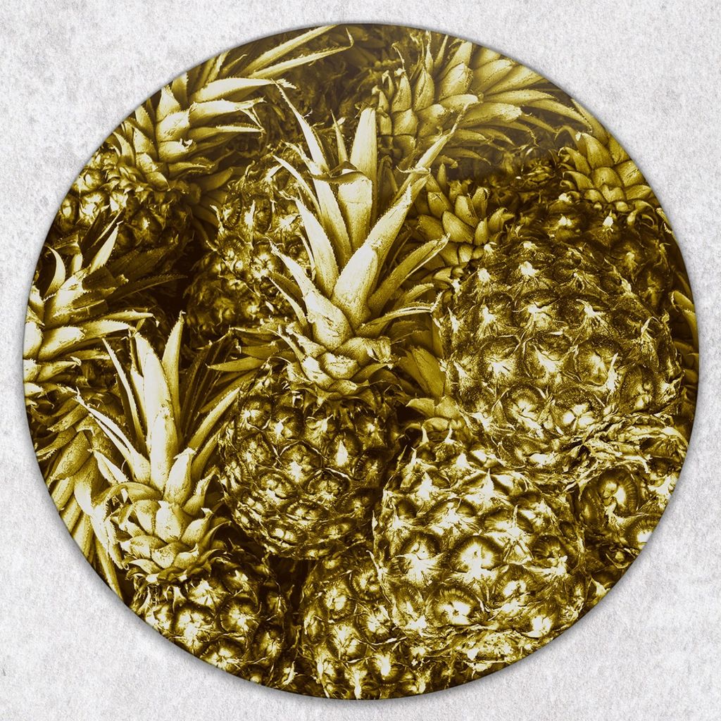 Glas-Herdabdeckplatten Glaskeramikkochfeld-Abdeckung Spritzschutz Glas Runden Schneidebrett fi40 cm - Goldene Frucht Ananas