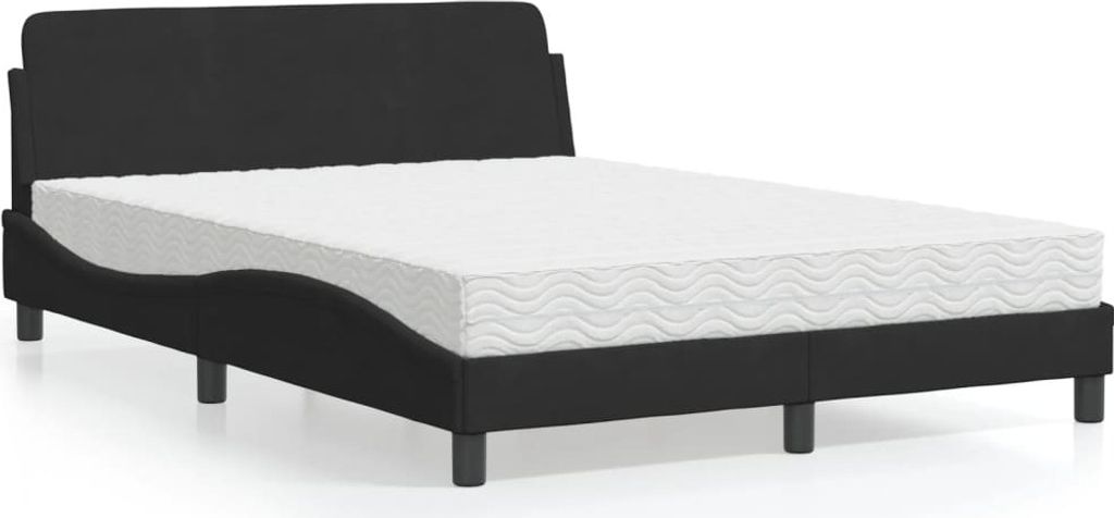Möbel Bett mit Matratze Schwarz 120x200 cm Samt - Klassische Polsterbett 3208373