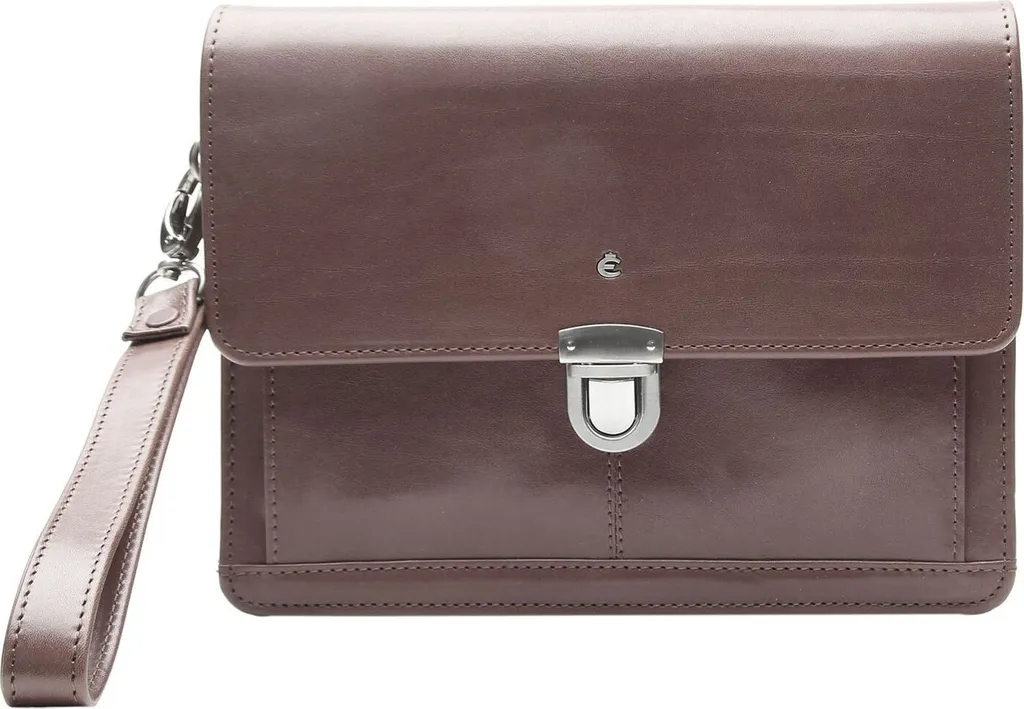 Esquire sac à poignet Toscana Wristlet Bag marron café en cuir véritable