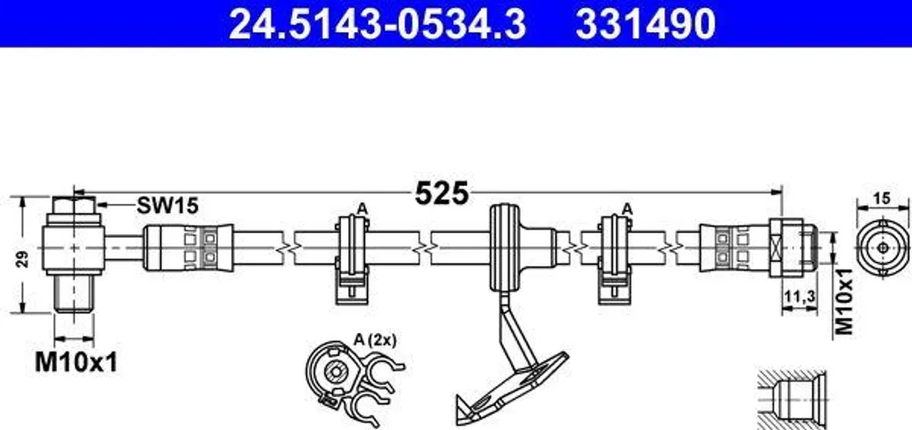 Flexible de frein arrière Mercedes Classe M ATE 24.5143-0534.3 OE