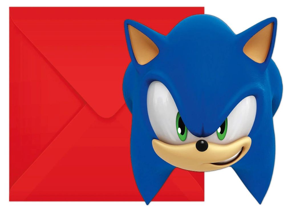 Uitnodigingen met enveloppen, Sonic the Hedgehog spelthema, Productafbeelding 