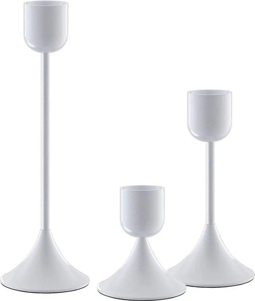 Bougeoirs robustes en métal blanc pour grandes tablées et buffets