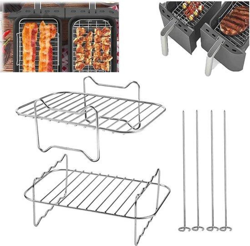Multifunktions-Accessoire für Luftfritteuse - Stahlgrillrost und 11 Zubehörteile