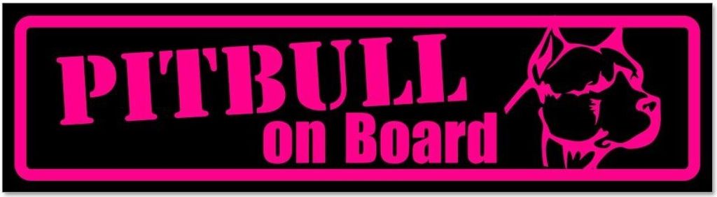 Kiwistar - Autoaufkleber - Pink - Schwarz - 45 x 12 cm - Pitbull on Board - Hinweis Aufkleber Sticker für Auto, Kfz, Fahrrad, PKW, LKW