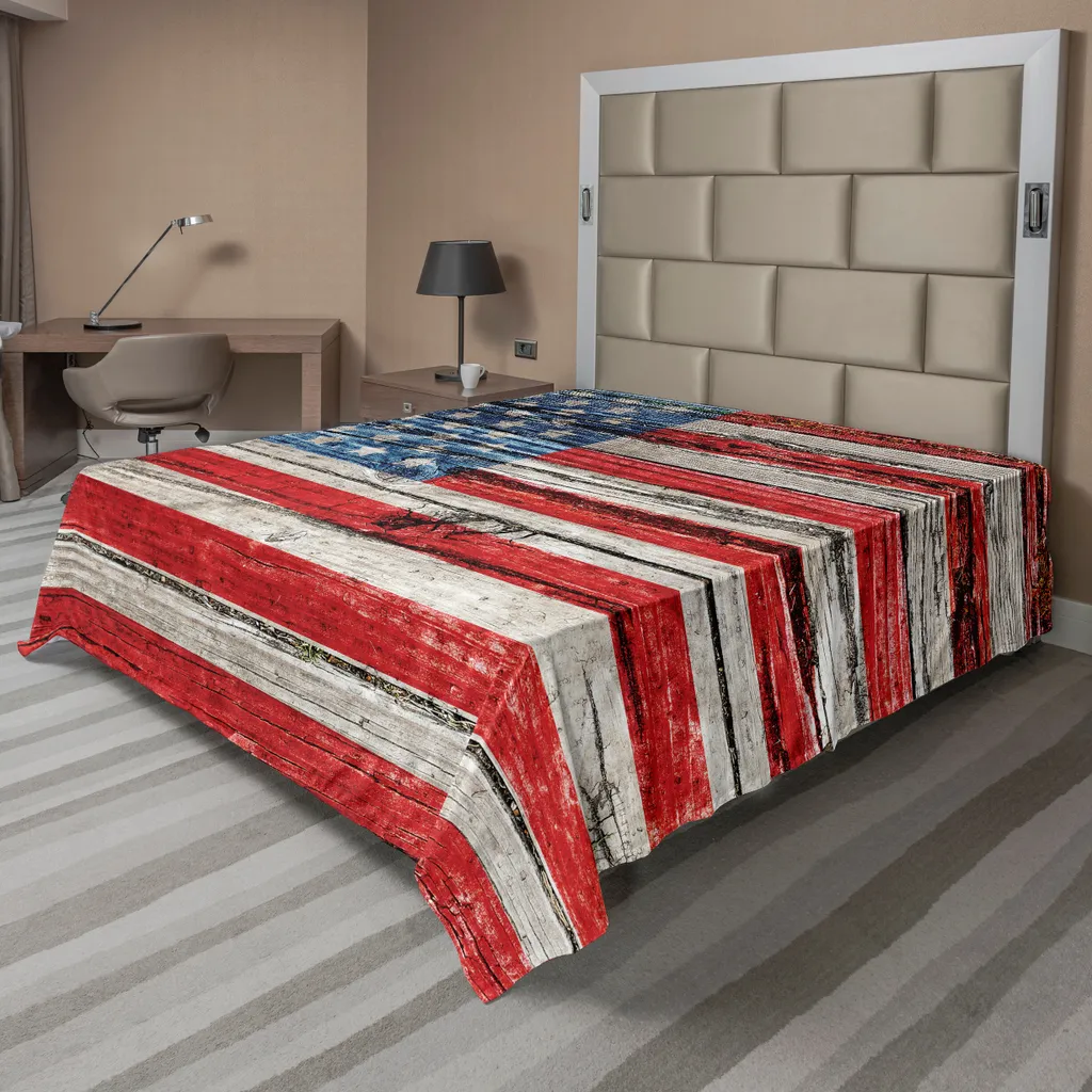 Drap de Lit Décoratif Thème USA pour Chambre Adulte et Ado 275x260cm