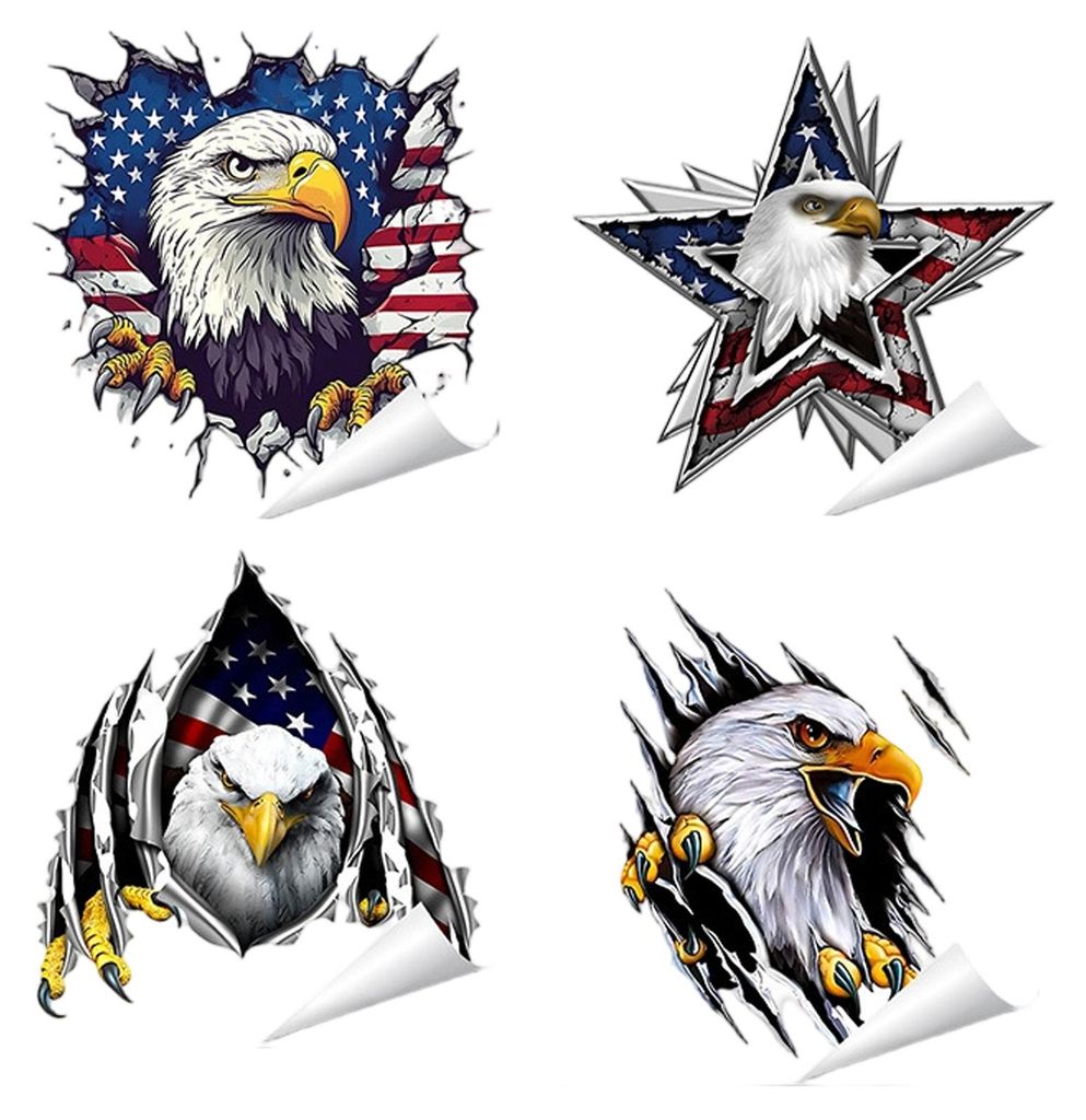 Wandaufkleber „Amerikanischer Weißkopfseeadler“, patriotischer Adler-LKW-Aufkleber, abnehmbarer, wasserfester Stoßstangenaufkleber für Autos...